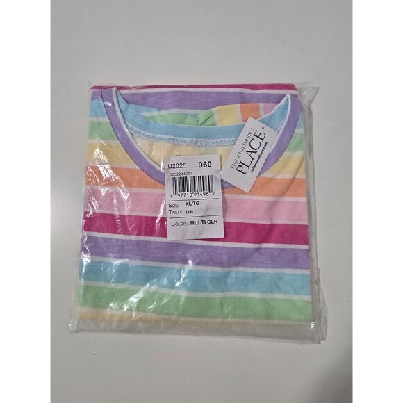 The Children's Place Girls Rainbow Striped Flutter Top Size XL 14 - Picture 2 of 4